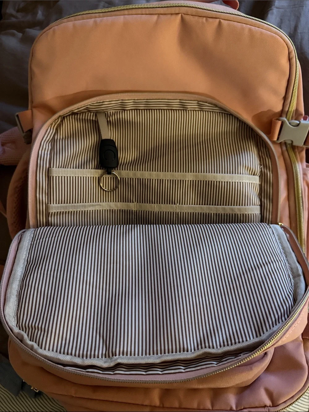 Lovenook Light Pink Travel Backpack with Gold Hardware